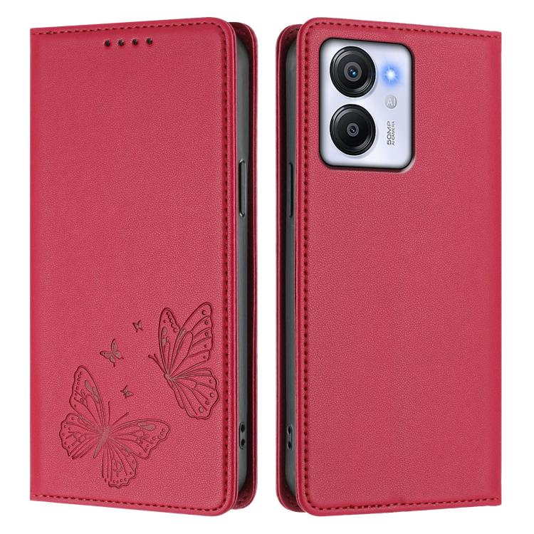 For Blackview Oscal Modern 8 / Color 8 Strong Magnetic Dual Butterfly RFID Vegan Leather Phone Case