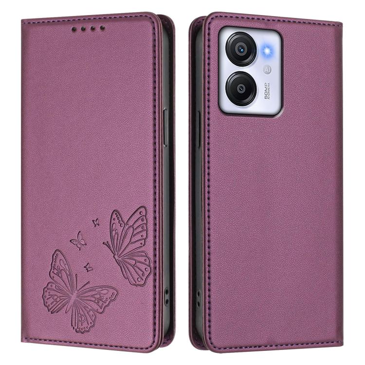 For Blackview Oscal Modern 8 / Color 8 Strong Magnetic Dual Butterfly RFID Vegan Leather Phone Case