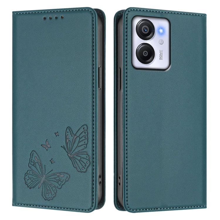 For Blackview Oscal Modern 8 / Color 8 Strong Magnetic Dual Butterfly RFID Vegan Leather Phone Case