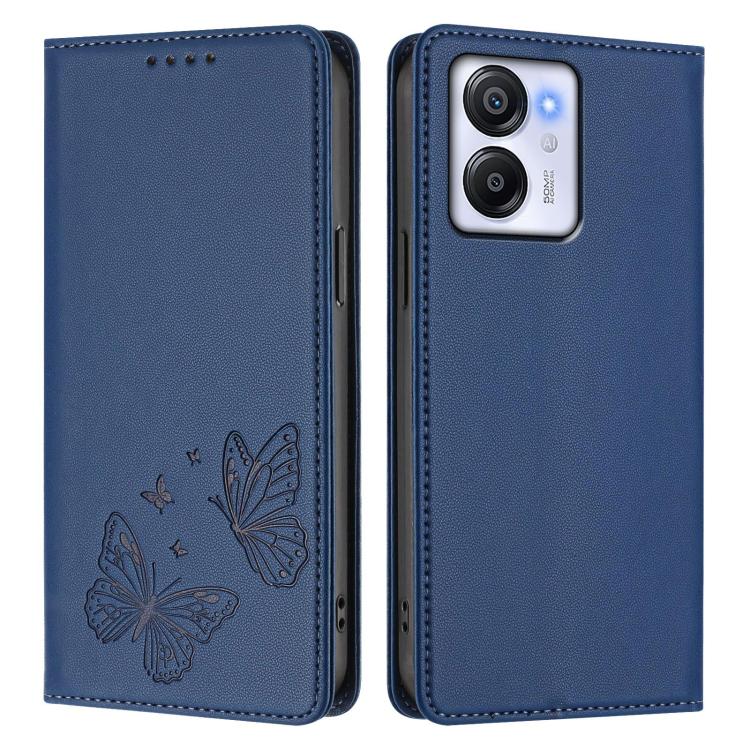 For Blackview Oscal Modern 8 / Color 8 Strong Magnetic Dual Butterfly RFID Vegan Leather Phone Case