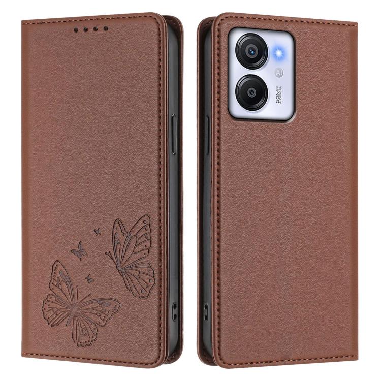 For Blackview Oscal Modern 8 / Color 8 Strong Magnetic Dual Butterfly RFID Vegan Leather Phone Case