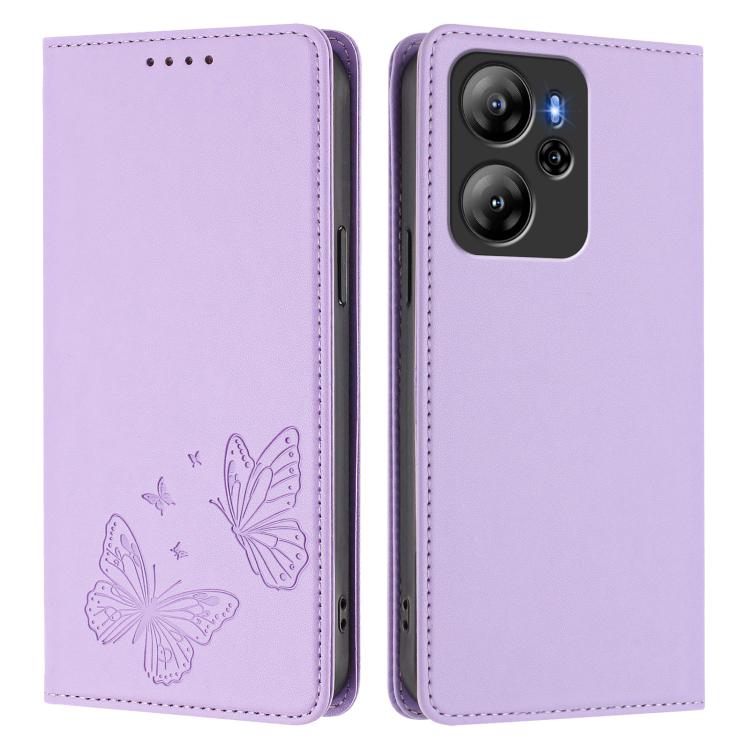 For Blackview Oscal Tiger 13 Strong Magnetic Dual Butterfly RFID Vegan Leather Phone Case