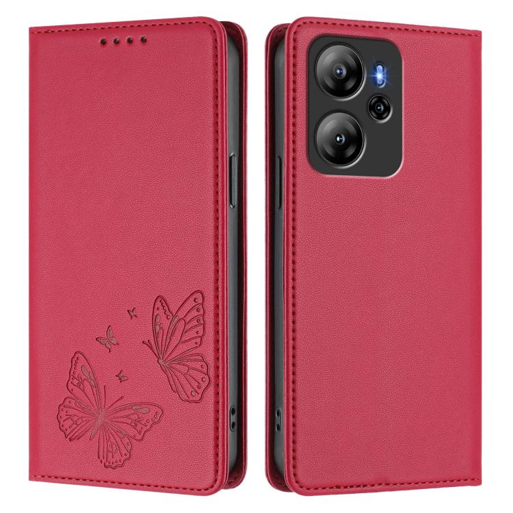 For Blackview Oscal Tiger 13 Strong Magnetic Dual Butterfly RFID Vegan Leather Phone Case