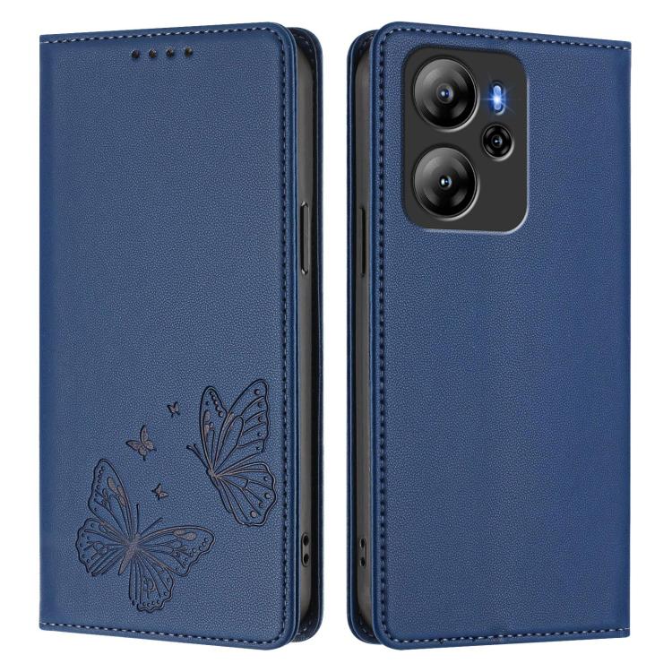 For Blackview Oscal Tiger 13 Strong Magnetic Dual Butterfly RFID Vegan Leather Phone Case