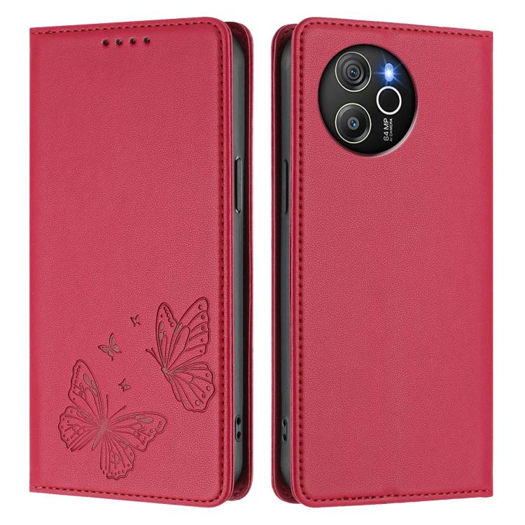 For Blackview Shark 8 / Oscal Tiger 12 Strong Magnetic Dual Butterfly RFID Vegan Leather Phone Case