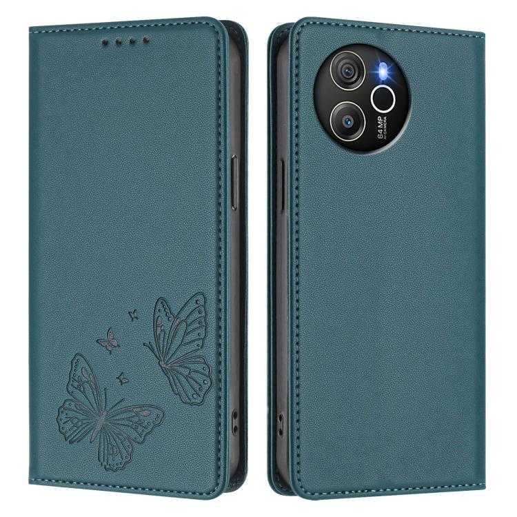 For Blackview Shark 8 / Oscal Tiger 12 Strong Magnetic Dual Butterfly RFID Vegan Leather Phone Case