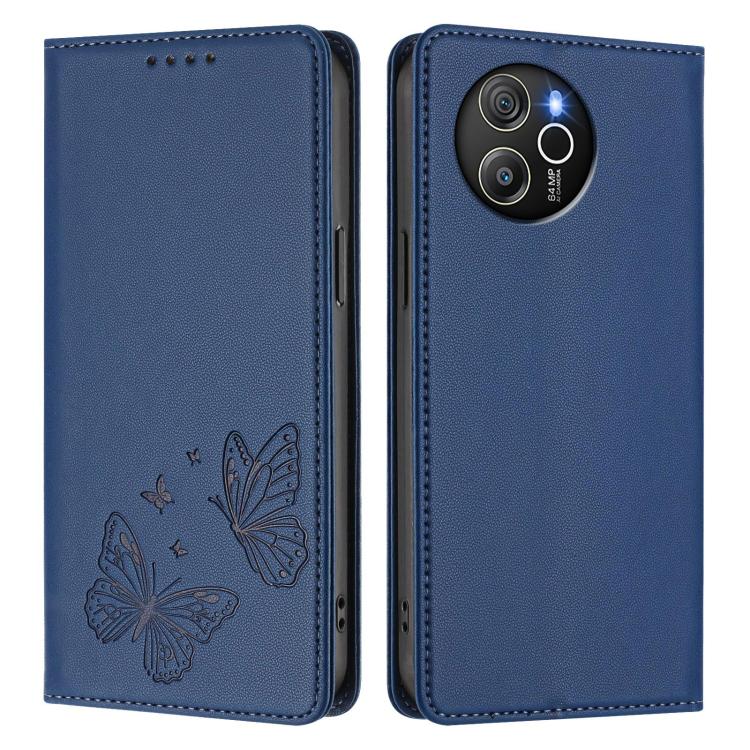 For Blackview Shark 8 / Oscal Tiger 12 Strong Magnetic Dual Butterfly RFID Vegan Leather Phone Case