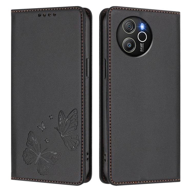 For Blackview Shark 8 / Oscal Tiger 12 Strong Magnetic Dual Butterfly RFID Vegan Leather Phone Case