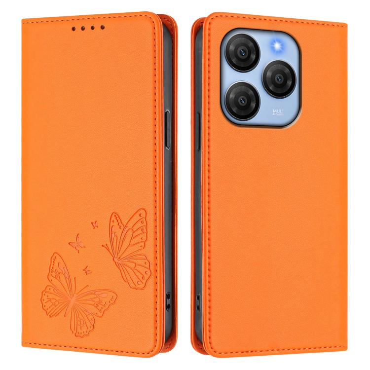 For Blackview Shark 9 Strong Magnetic Dual Butterfly RFID Vegan Leather Phone Case
