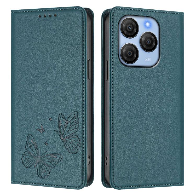 For Blackview Shark 9 Strong Magnetic Dual Butterfly RFID Vegan Leather Phone Case