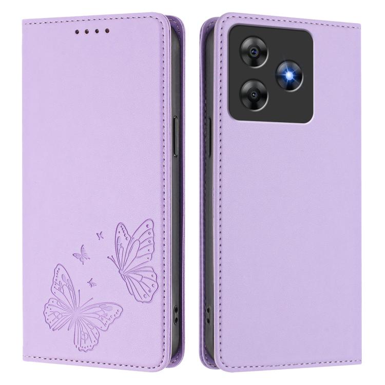 For Blackview Wave 8 / Wave 8C Strong Magnetic Dual Butterfly RFID Vegan Leather Phone Case