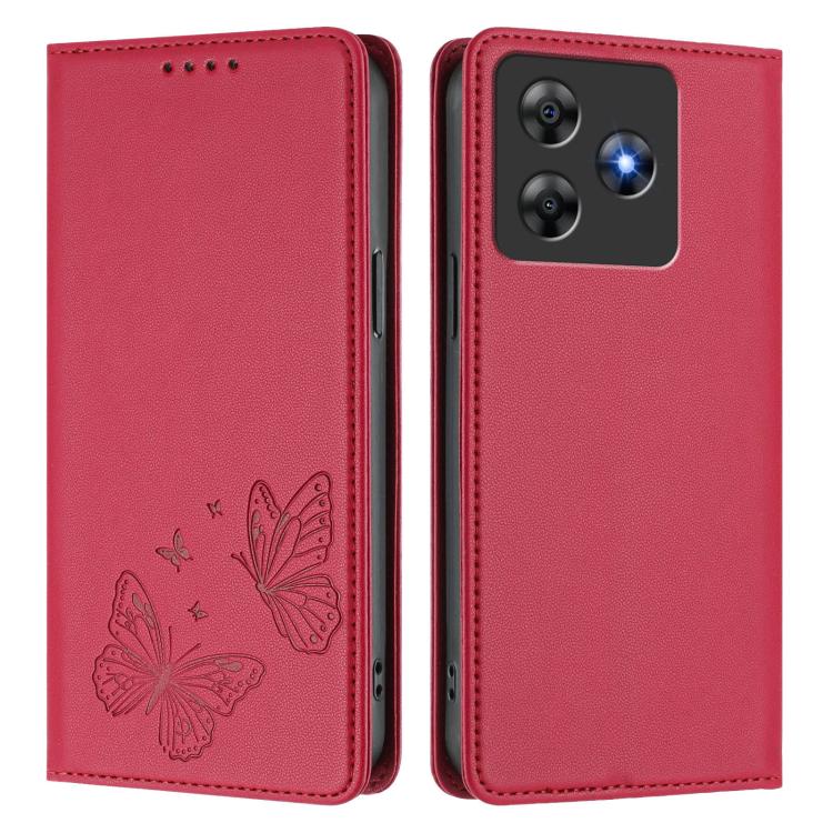 For Blackview Wave 8 / Wave 8C Strong Magnetic Dual Butterfly RFID Vegan Leather Phone Case