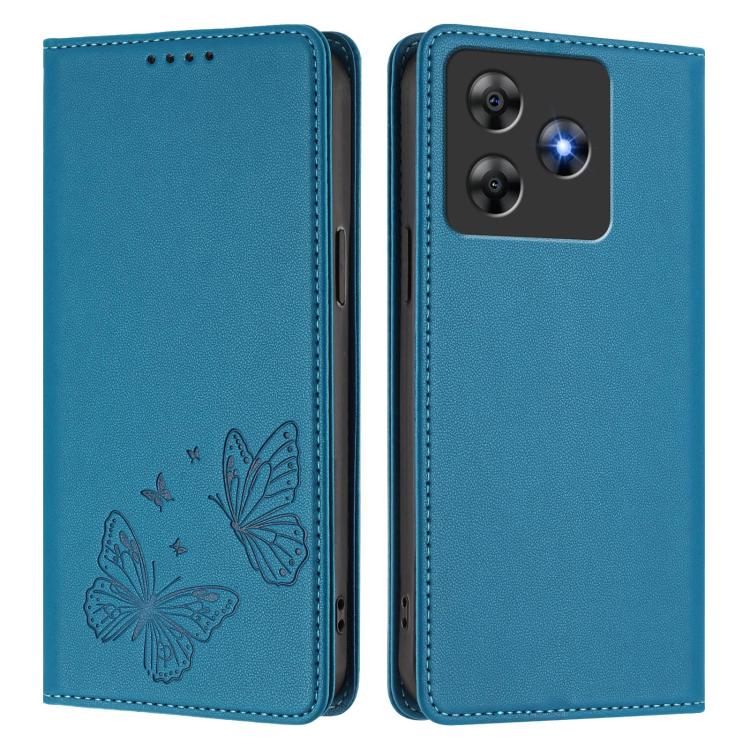For Blackview Wave 8 / Wave 8C Strong Magnetic Dual Butterfly RFID Vegan Leather Phone Case