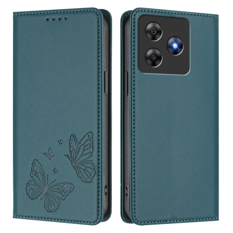 For Blackview Wave 8 / Wave 8C Strong Magnetic Dual Butterfly RFID Vegan Leather Phone Case