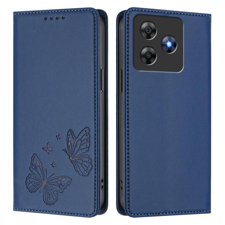 For Blackview Wave 8 / Wave 8C Strong Magnetic Dual Butterfly RFID Vegan Leather Phone Case