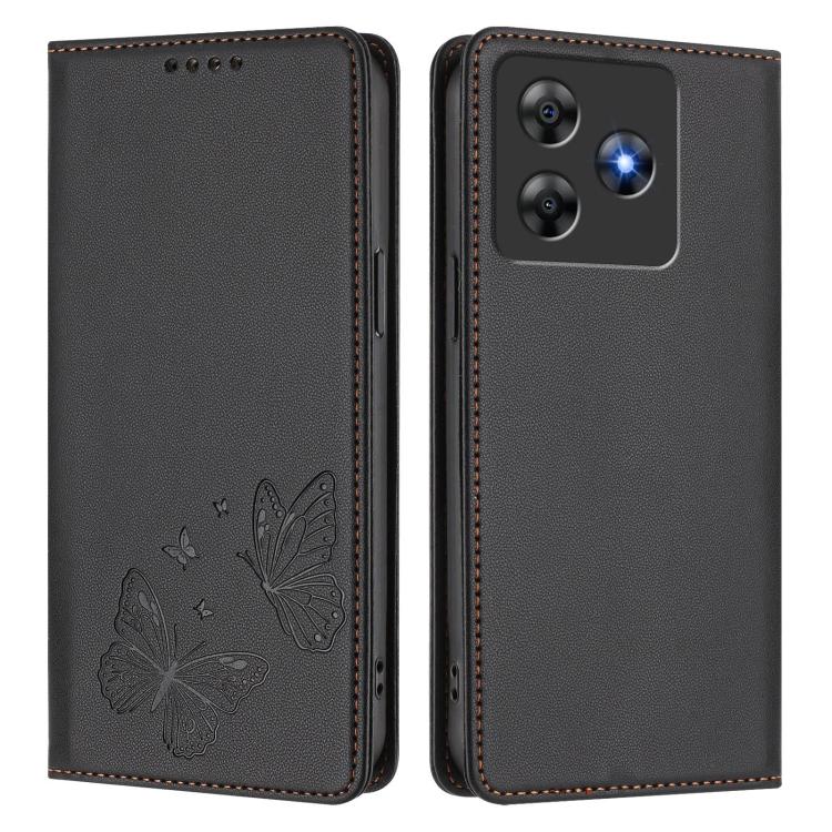 For Blackview Wave 8 / Wave 8C Strong Magnetic Dual Butterfly RFID Vegan Leather Phone Case