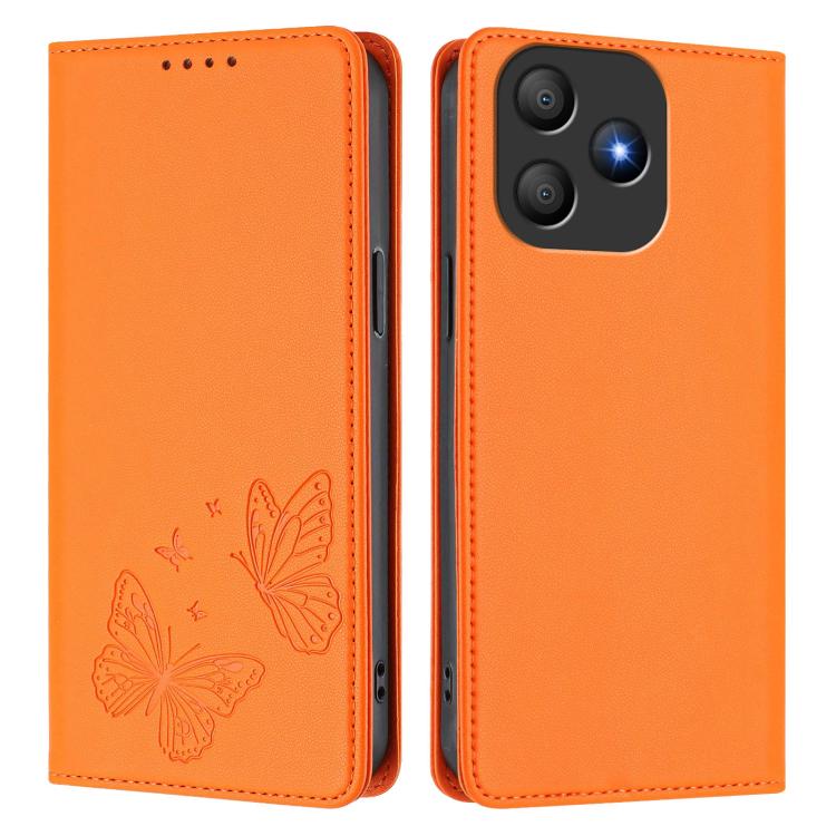 For Blackview Wave 9C Strong Magnetic Dual Butterfly RFID Vegan Leather Phone Case