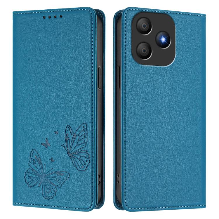For Blackview Wave 9C Strong Magnetic Dual Butterfly RFID Vegan Leather Phone Case