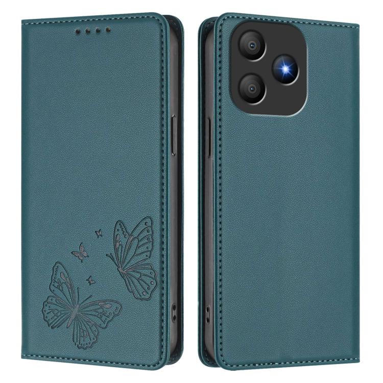 For Blackview Wave 9C Strong Magnetic Dual Butterfly RFID Vegan Leather Phone Case