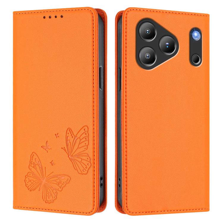 For Blackview Wave 7C Strong Magnetic Dual Butterfly RFID Vegan Leather Phone Case