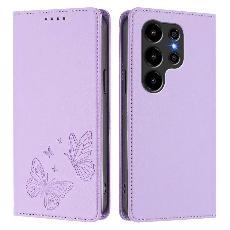 For Blackview Wave 10 Strong Magnetic Dual Butterfly RFID Vegan Leather Phone Case