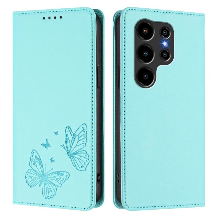 For Blackview Wave 10 Strong Magnetic Dual Butterfly RFID Vegan Leather Phone Case