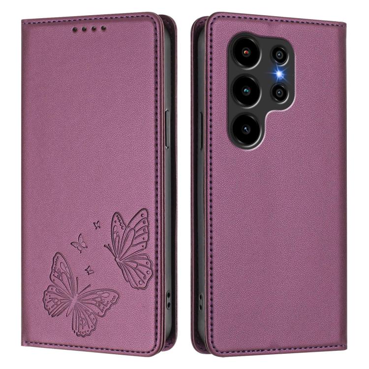 For Blackview Wave 10 Strong Magnetic Dual Butterfly RFID Vegan Leather Phone Case