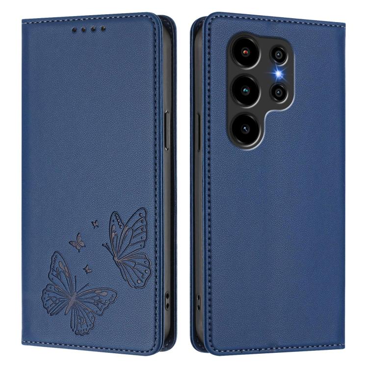 For Blackview Wave 10 Strong Magnetic Dual Butterfly RFID Vegan Leather Phone Case