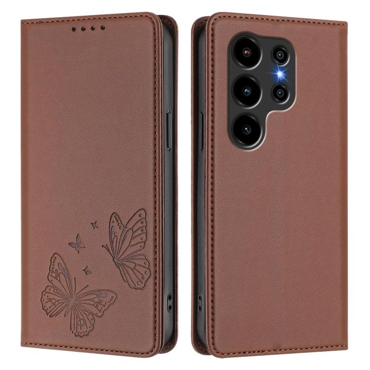 For Blackview Wave 10 Strong Magnetic Dual Butterfly RFID Vegan Leather Phone Case