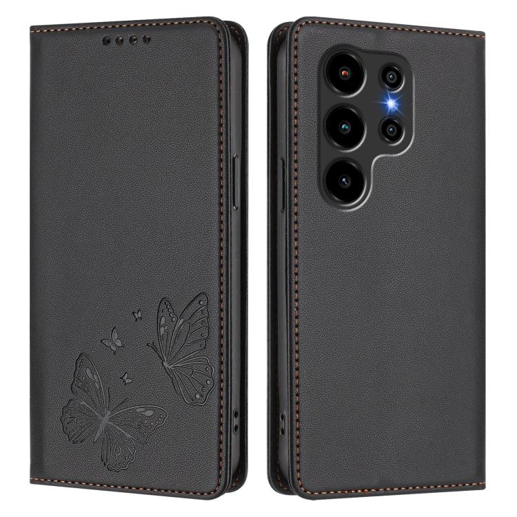 For Blackview Wave 10 Strong Magnetic Dual Butterfly RFID Vegan Leather Phone Case