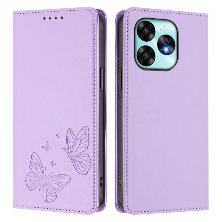 For UMIDIGI A15 / A15C / A15T Strong Magnetic Dual Butterfly RFID Vegan Leather Phone Case
