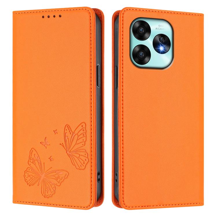 For UMIDIGI A15 / A15C / A15T Strong Magnetic Dual Butterfly RFID Vegan Leather Phone Case
