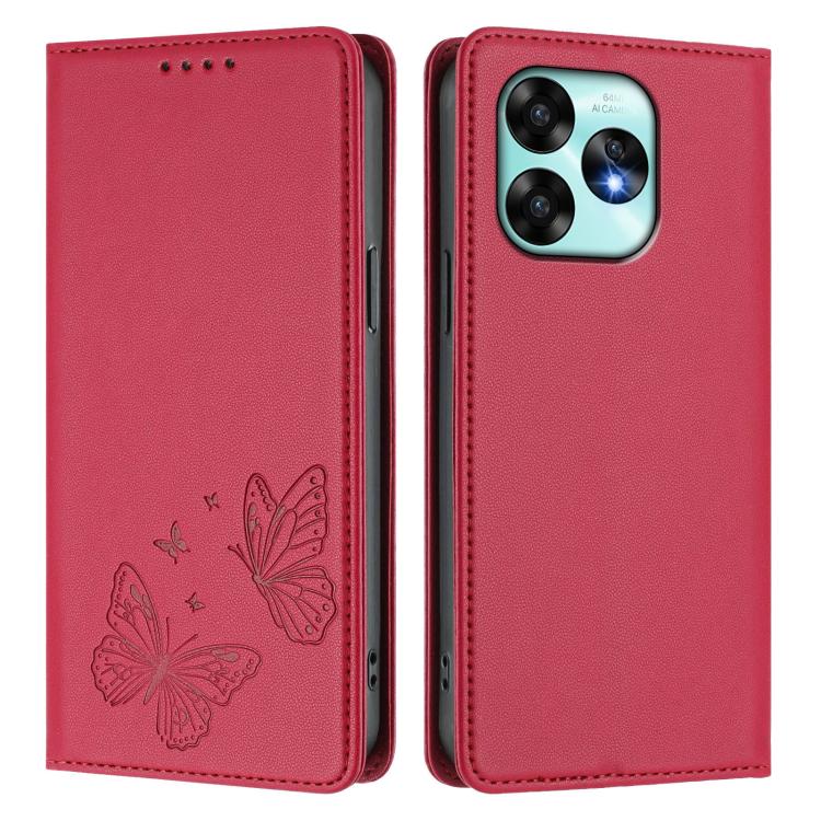 For UMIDIGI A15 / A15C / A15T Strong Magnetic Dual Butterfly RFID Vegan Leather Phone Case