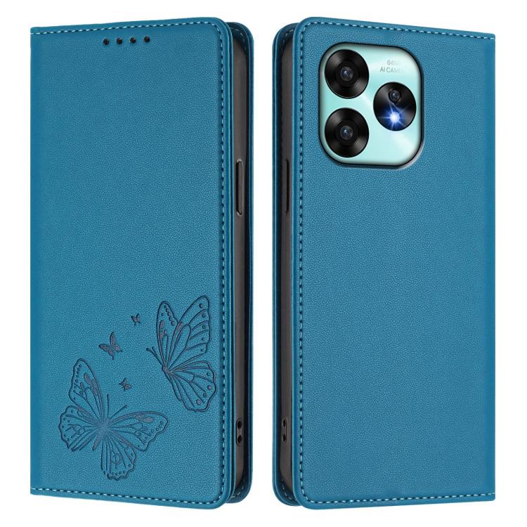For UMIDIGI A15 / A15C / A15T Strong Magnetic Dual Butterfly RFID Vegan Leather Phone Case