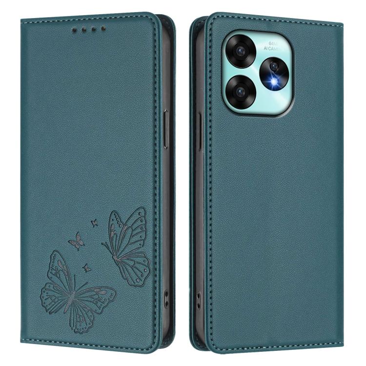 For UMIDIGI A15 / A15C / A15T Strong Magnetic Dual Butterfly RFID Vegan Leather Phone Case