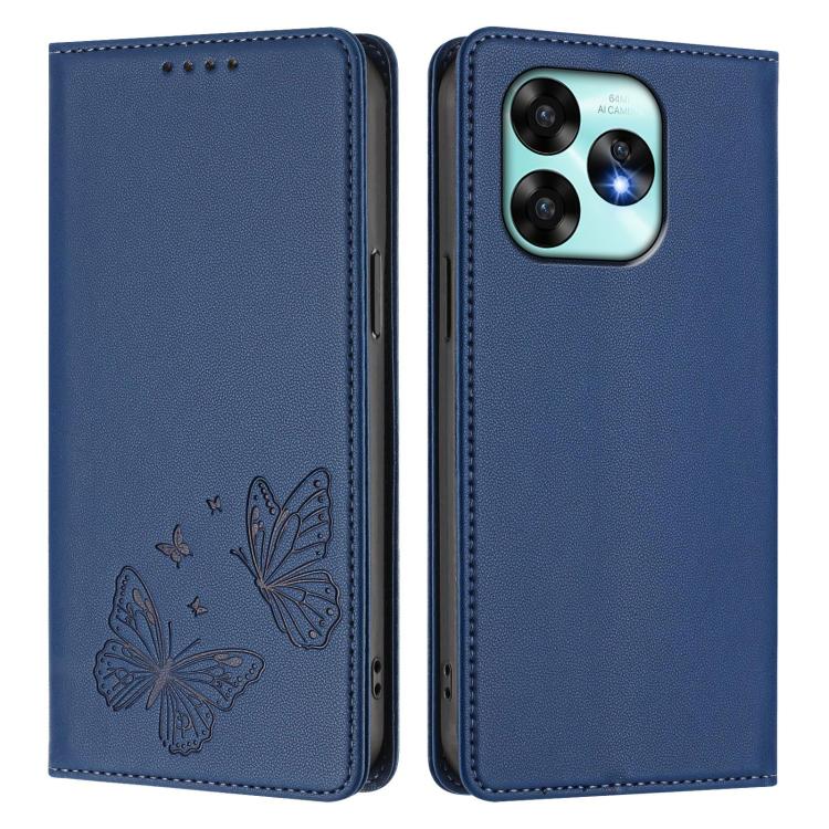 For UMIDIGI A15 / A15C / A15T Strong Magnetic Dual Butterfly RFID Vegan Leather Phone Case