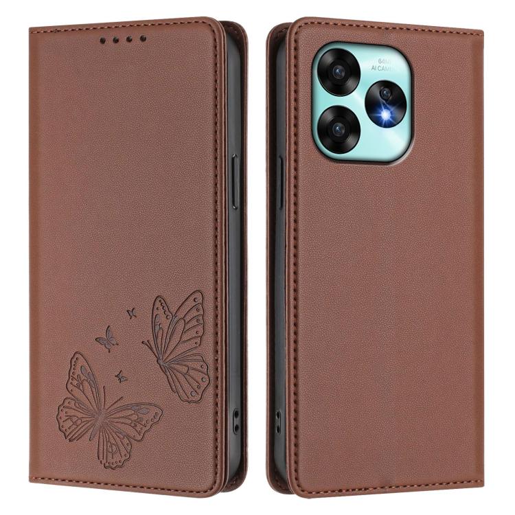 For UMIDIGI A15 / A15C / A15T Strong Magnetic Dual Butterfly RFID Vegan Leather Phone Case