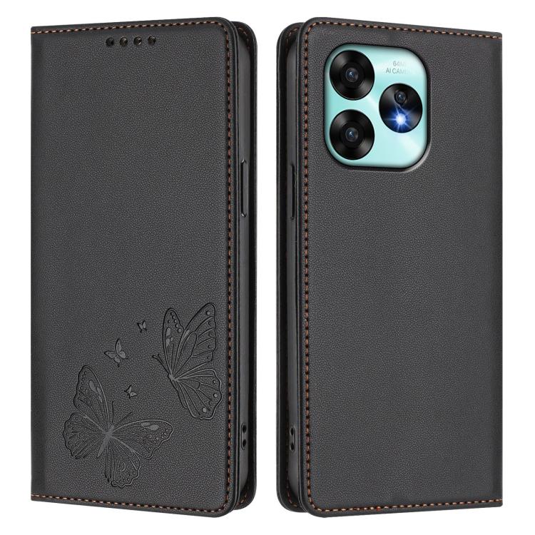For UMIDIGI A15 / A15C / A15T Strong Magnetic Dual Butterfly RFID Vegan Leather Phone Case