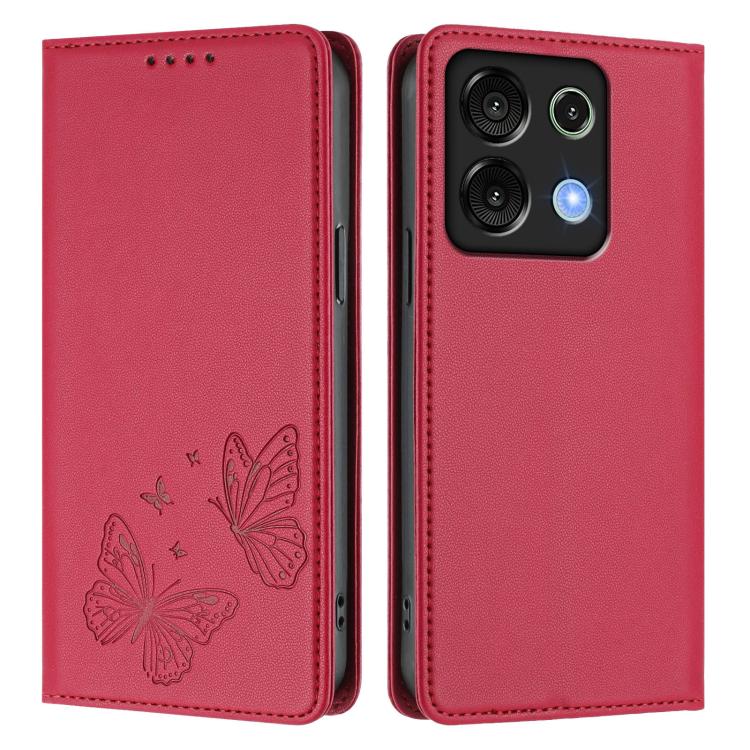 For UMIDIGI G9 5G Strong Magnetic Dual Butterfly RFID Vegan Leather Phone Case