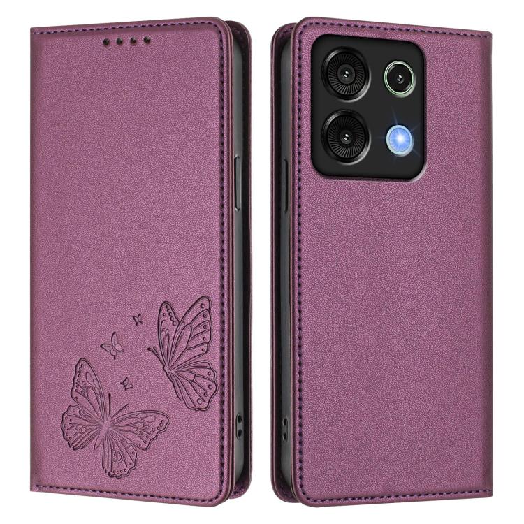 For UMIDIGI G9 5G Strong Magnetic Dual Butterfly RFID Vegan Leather Phone Case