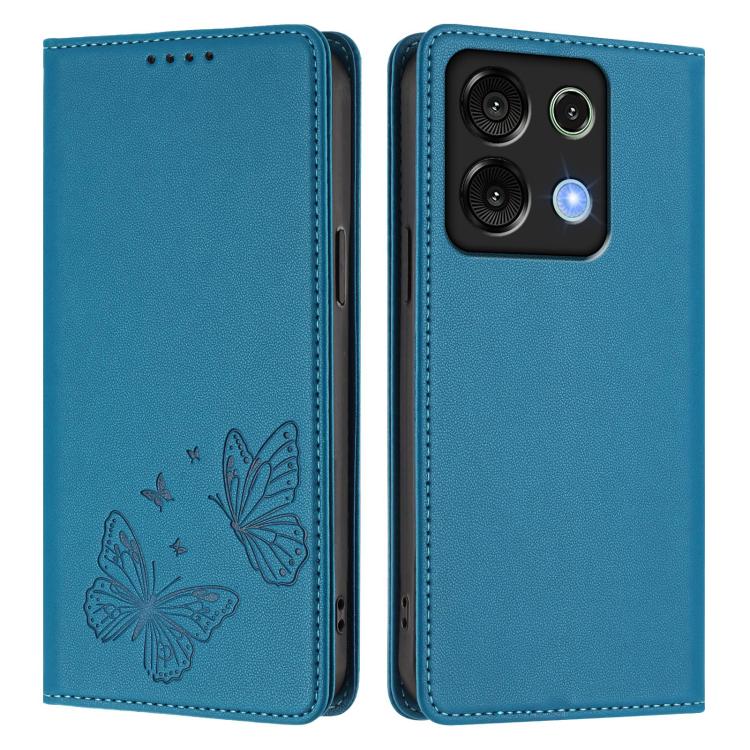 For UMIDIGI G9 5G Strong Magnetic Dual Butterfly RFID Vegan Leather Phone Case