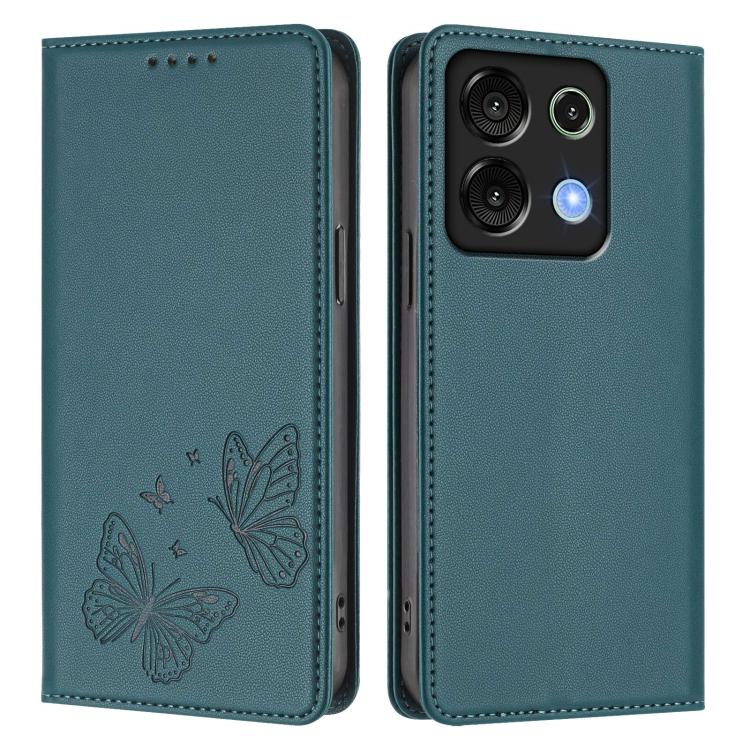 For UMIDIGI G9 5G Strong Magnetic Dual Butterfly RFID Vegan Leather Phone Case