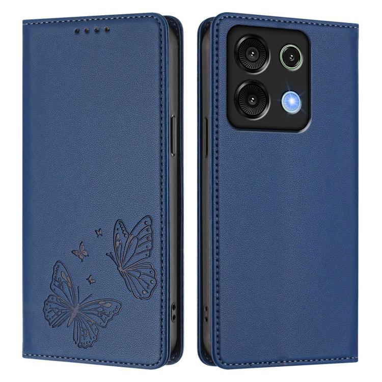 For UMIDIGI G9 5G Strong Magnetic Dual Butterfly RFID Vegan Leather Phone Case