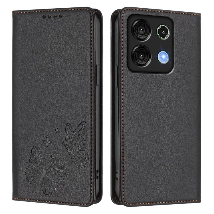 For UMIDIGI G9 5G Strong Magnetic Dual Butterfly RFID Vegan Leather Phone Case
