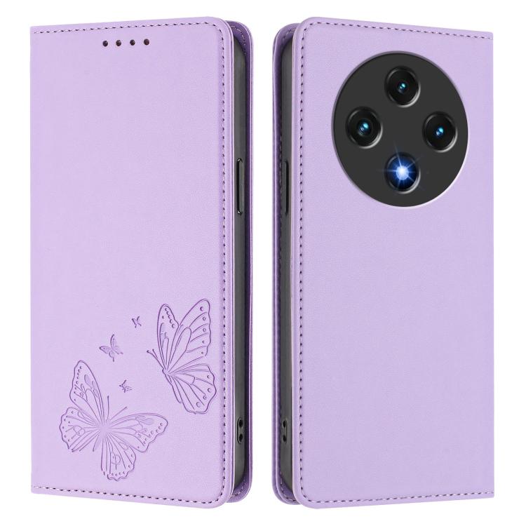 For UMIDIGI G100 Strong Magnetic Dual Butterfly RFID Vegan Leather Phone Case