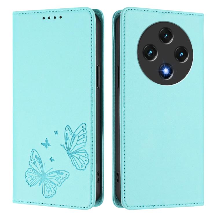 For UMIDIGI G100 Strong Magnetic Dual Butterfly RFID Vegan Leather Phone Case