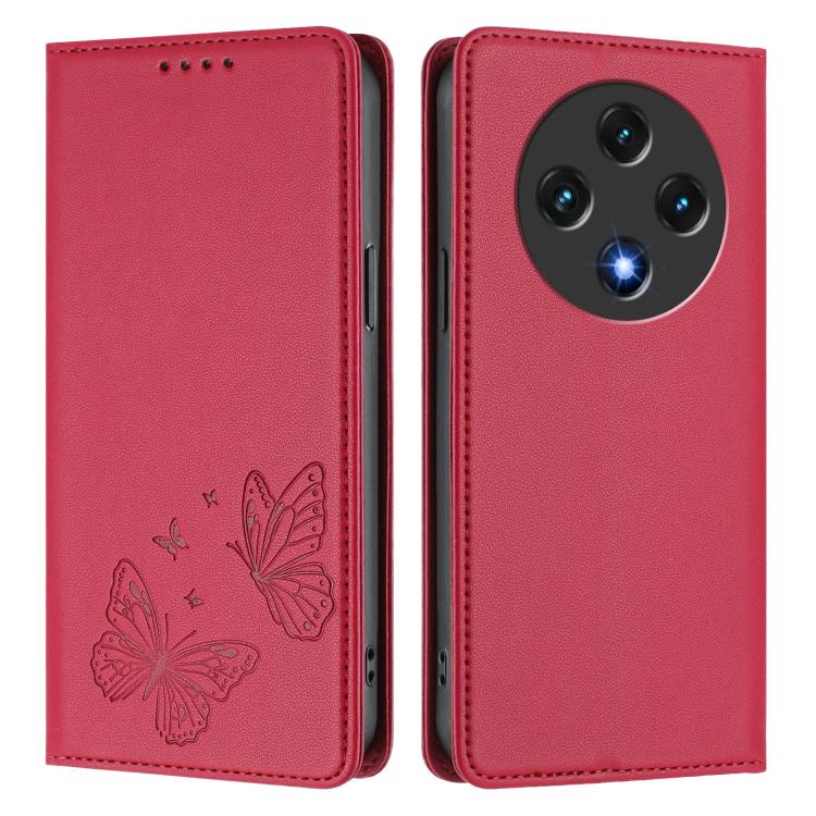For UMIDIGI G100 Strong Magnetic Dual Butterfly RFID Vegan Leather Phone Case
