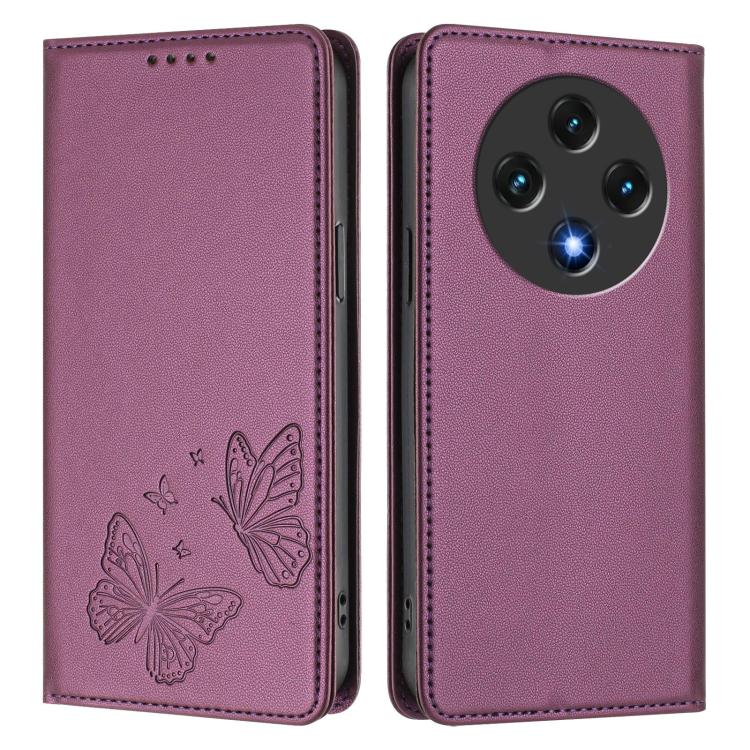 For UMIDIGI G100 Strong Magnetic Dual Butterfly RFID Vegan Leather Phone Case