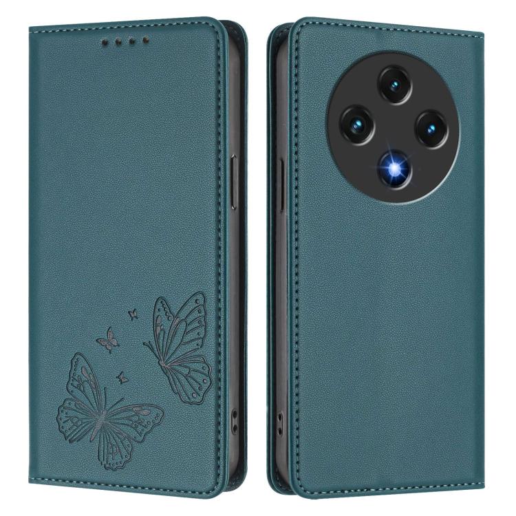 For UMIDIGI G100 Strong Magnetic Dual Butterfly RFID Vegan Leather Phone Case