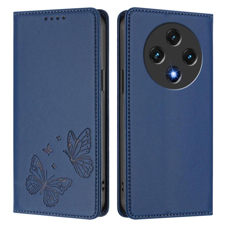 For UMIDIGI G100 Strong Magnetic Dual Butterfly RFID Vegan Leather Phone Case